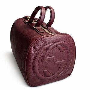 Gucci SoHo Bordeaux Leather Bowler Boston Bag Interlocking GG With COA and Dusty